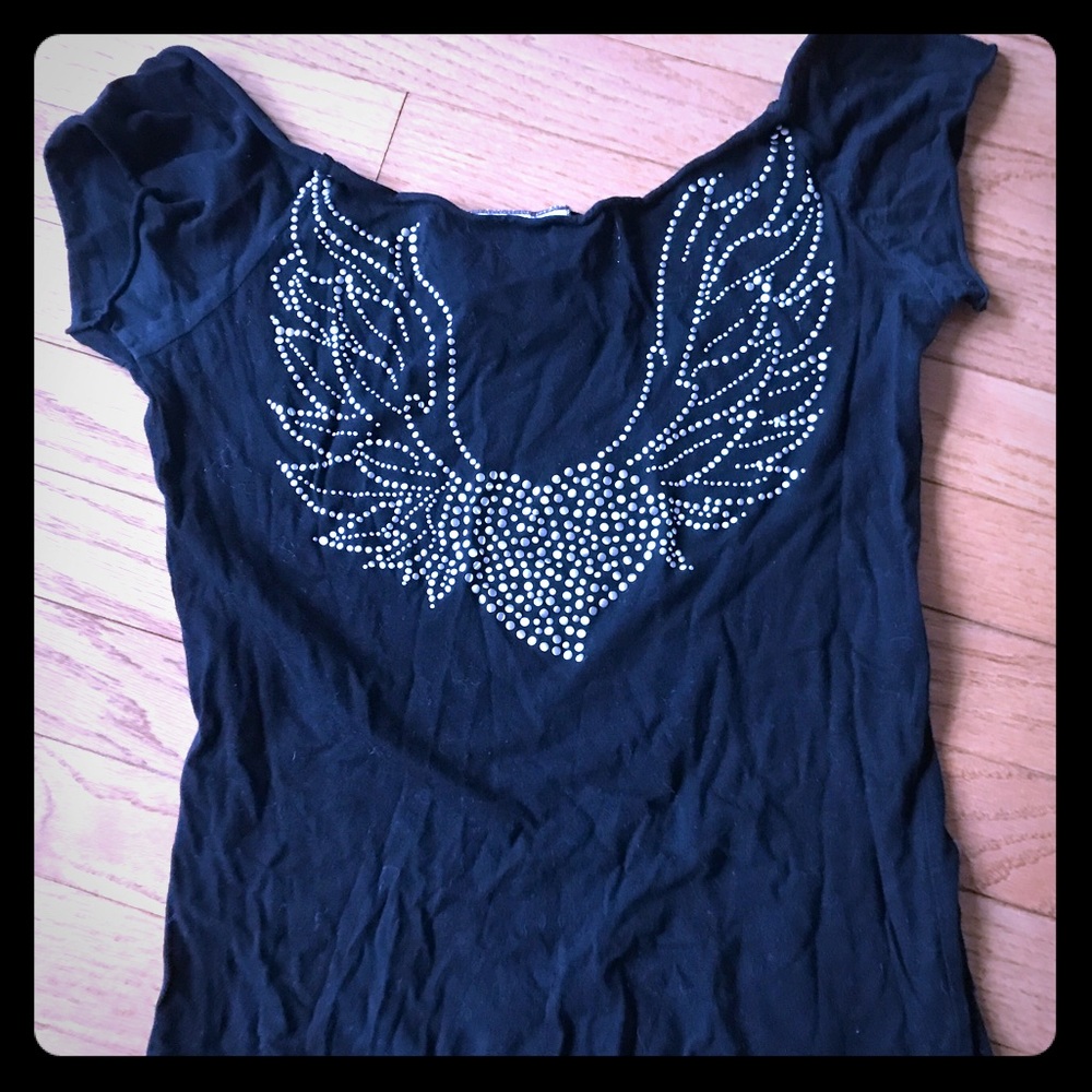 Black Shirt, studded design in front and back