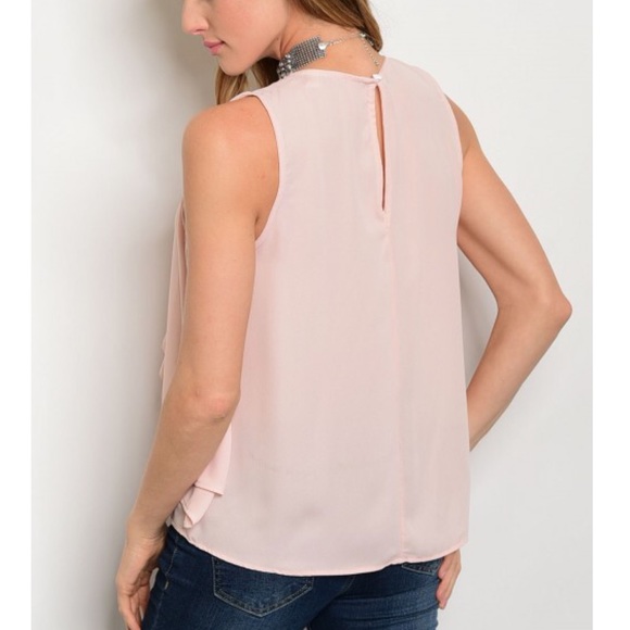 Blush Pink Ruffle Sleeveless Top - Picture 2 of 3