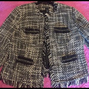 INC Black and White Tweed Jacket