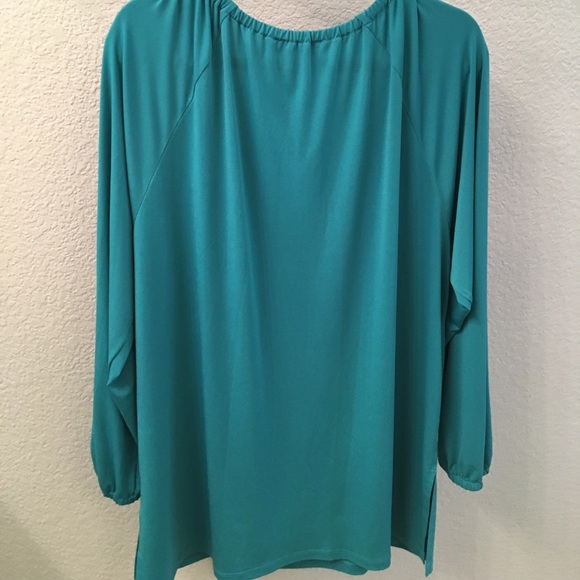 Michael Kors XL teal peasant top - Picture 3 of 3