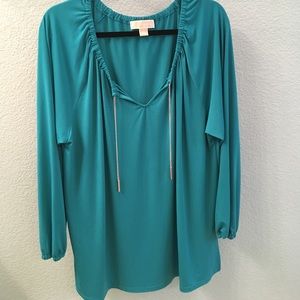 Michael Kors XL teal peasant top
