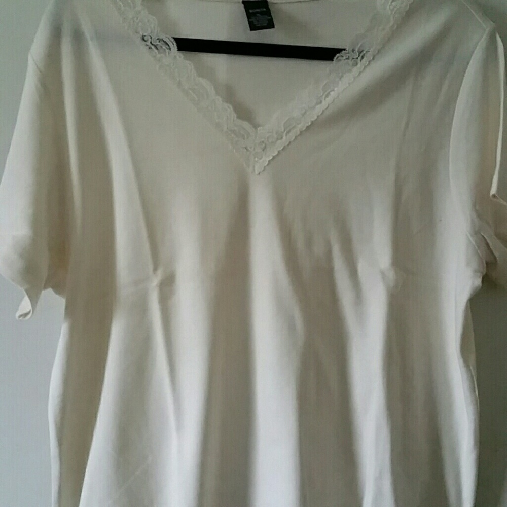 New tan 100%cotton lace the shirt - Picture 3 of 4