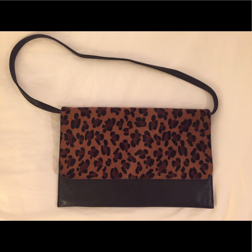 Cheetah & leather envelope bag. Doubles as clutch