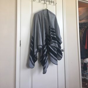 Grey and black striped poncho/wrap. BP.