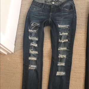 Juniors denim destroyed jeans! Size 0
