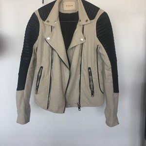 Blank NYC Linen and Vegan Leather Moto Jacket