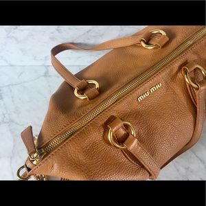 Miu Miu brown leather tote with gold hardware