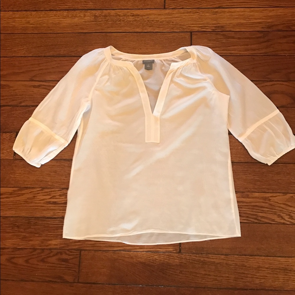 White sheer peasant shirt