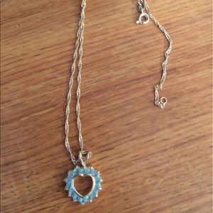 Blue Jeweled Heart Necklace