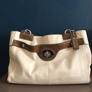 Leather white authentic Coach purse