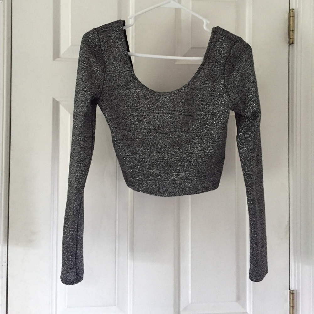 Shimmer open back crop top