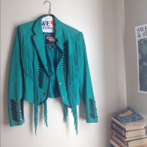 BLUE VINTAGE LEATHER JACKET