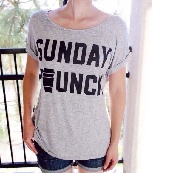 (LAST) Sunday Brunch Cuff Short Sleeve Graphic Tee - Picture 2 of 2