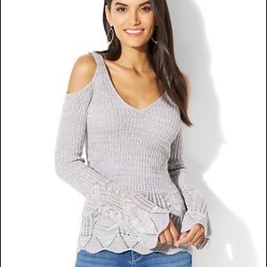 Open Shoulder Crochet Sweater