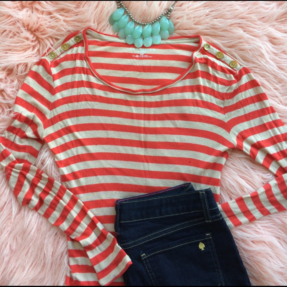Ann Taylor boatneck striped sailor top- SPRING! 🌷