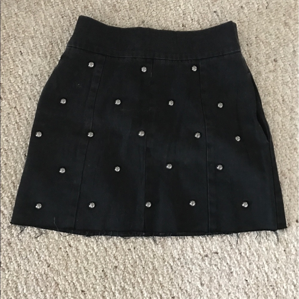 Topshop black jean studded mini skirt