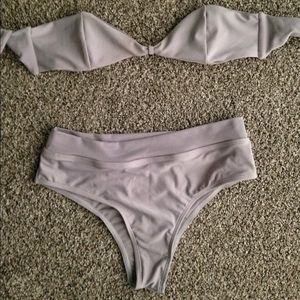HIGH WAISTED GREY BIKINI SET STRAPLESS