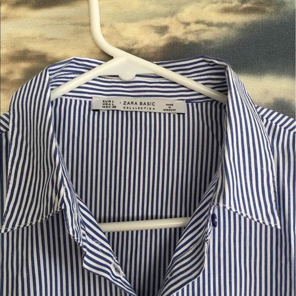 Zara basic blue strip red embroidered - Picture 5 of 7