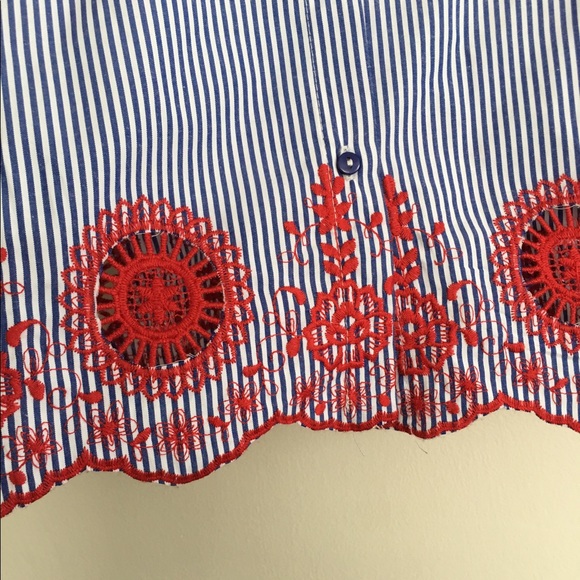 Zara basic blue strip red embroidered - Picture 4 of 7