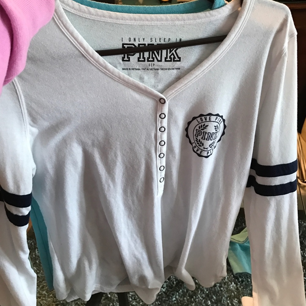 Long Sleeved PINK Henley Tee