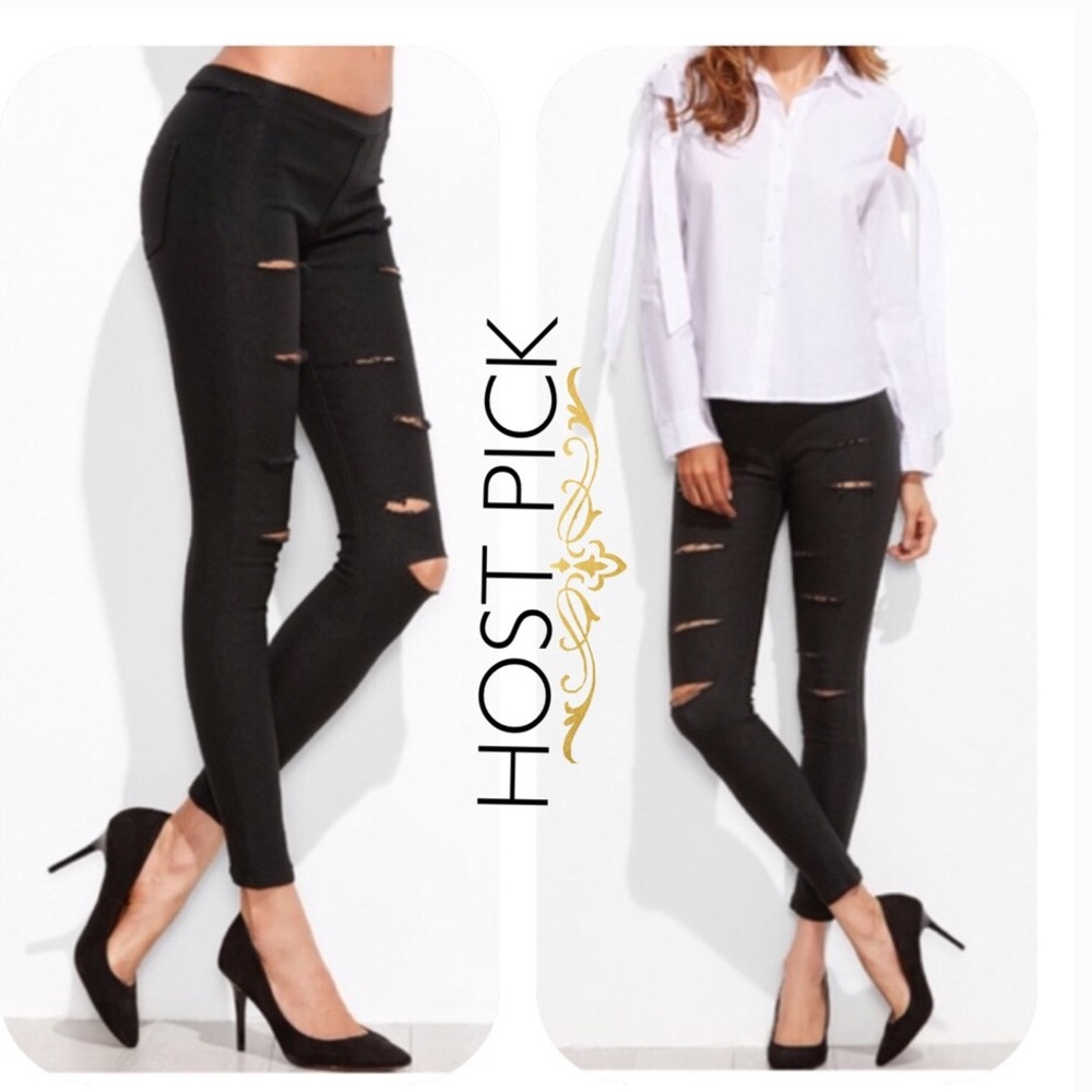5⭐️ RATED! M LEFT⭐️ DESTROYED SKINNY LEGGINGS