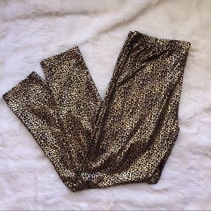 metallic leopard cheetah print pants leggings gold