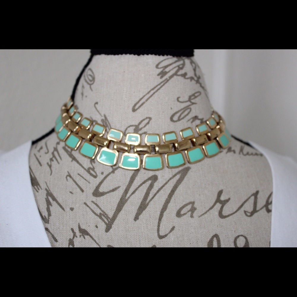 Mint and gold chain link choker