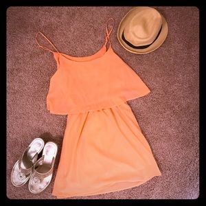 Neon Coral Dress with small cutout in back