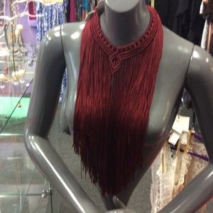 Maroon Fringe Necklace.SOLD