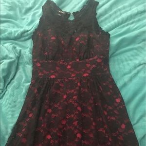 Pink and black lace dress