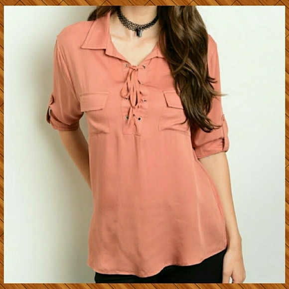 Tops - Salmon colored Stylish Blouse