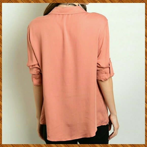 Salmon colored Stylish Blouse - Picture 3 of 8