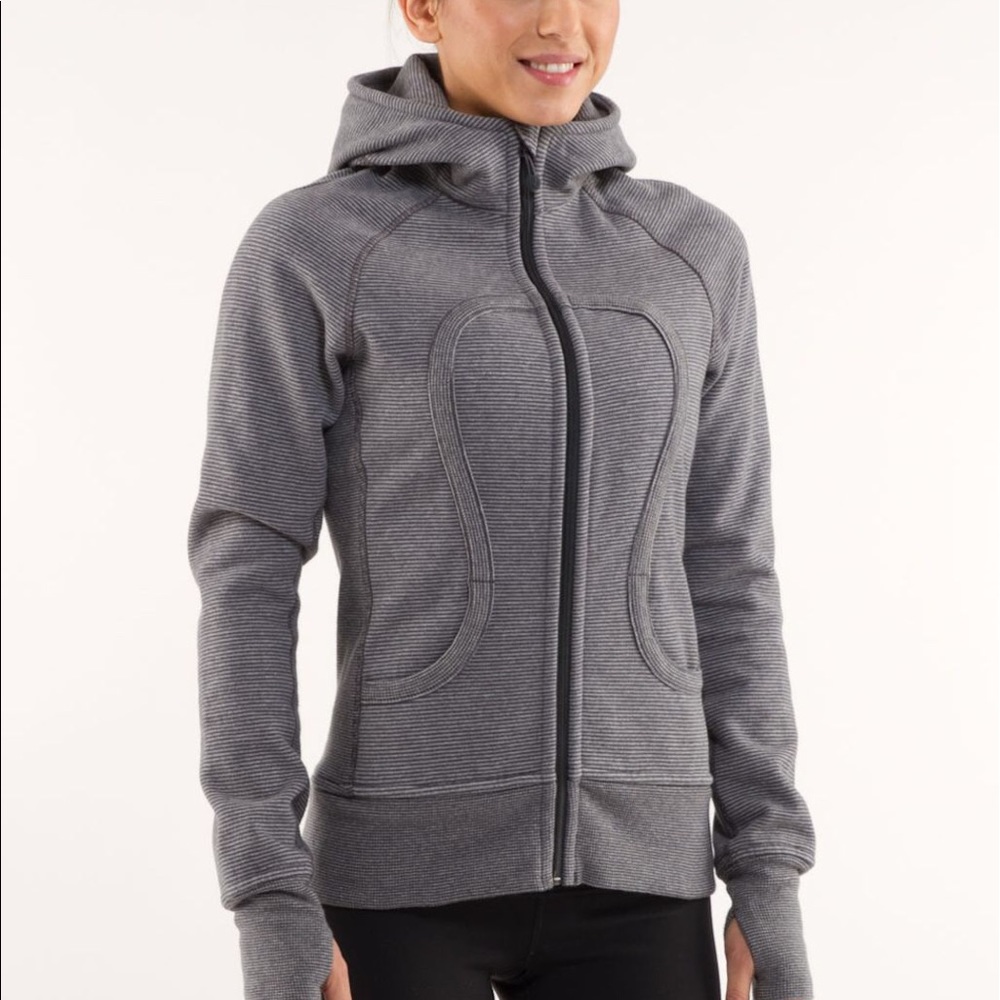 Grey striped Lululemon scuba hoodie