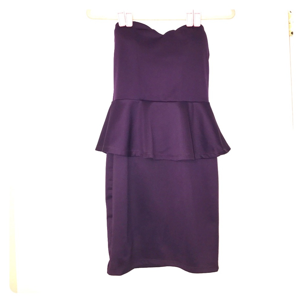 Purple peplum cocktail dress