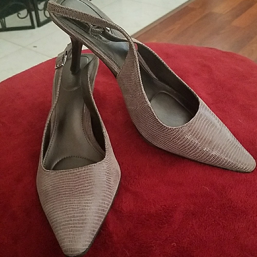 Calvin Klein reptile leather sling backs