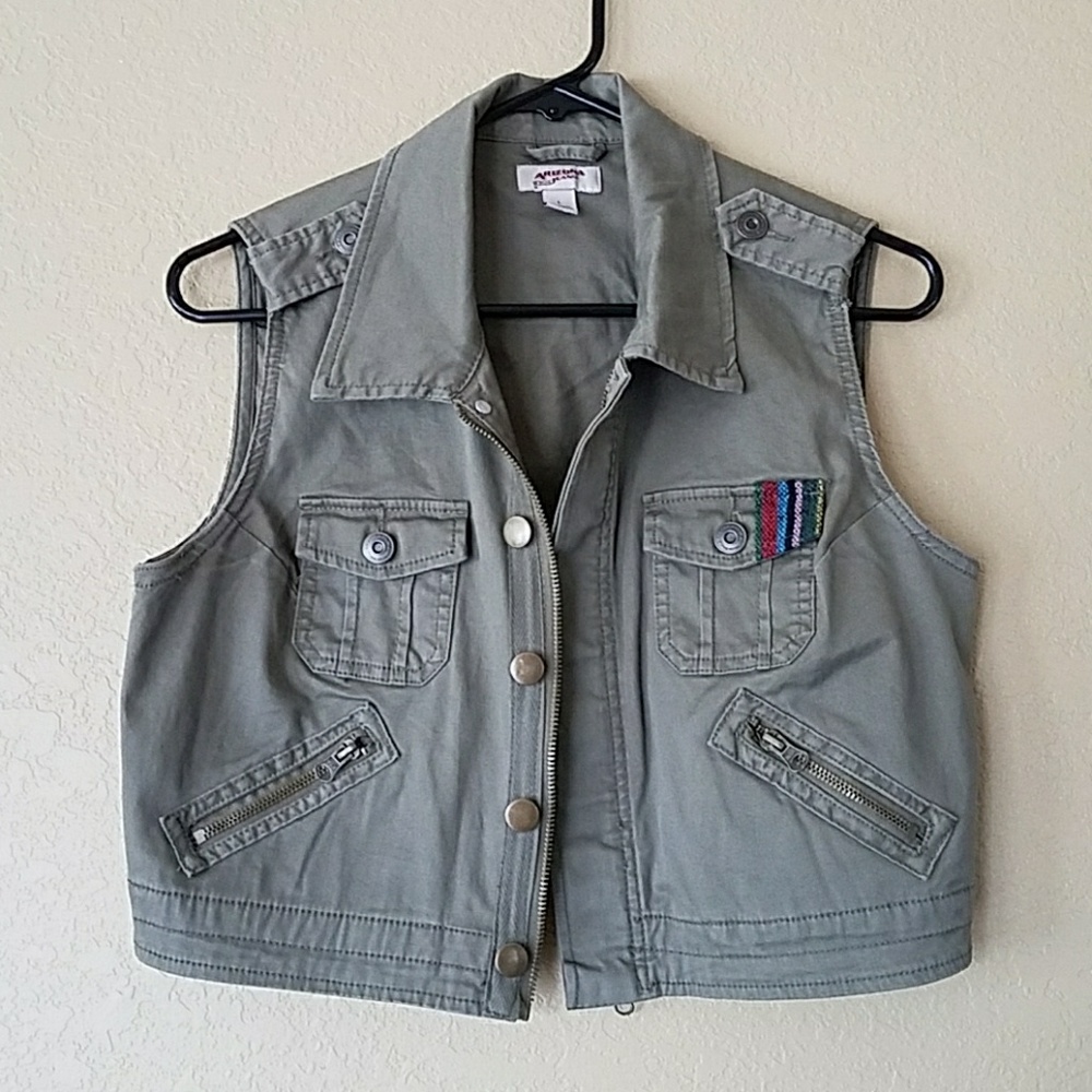 Army Green Jean Vest NWOT