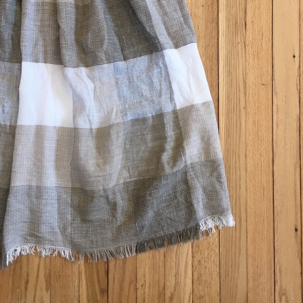 SOLD Vintage Woven Checked A-line Midi Skirt Tan/Ivory/Grey Size Small - Picture 3 of 4