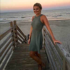 Short casual olive green dress