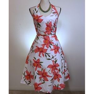 Statement Floral White A-Line Dress