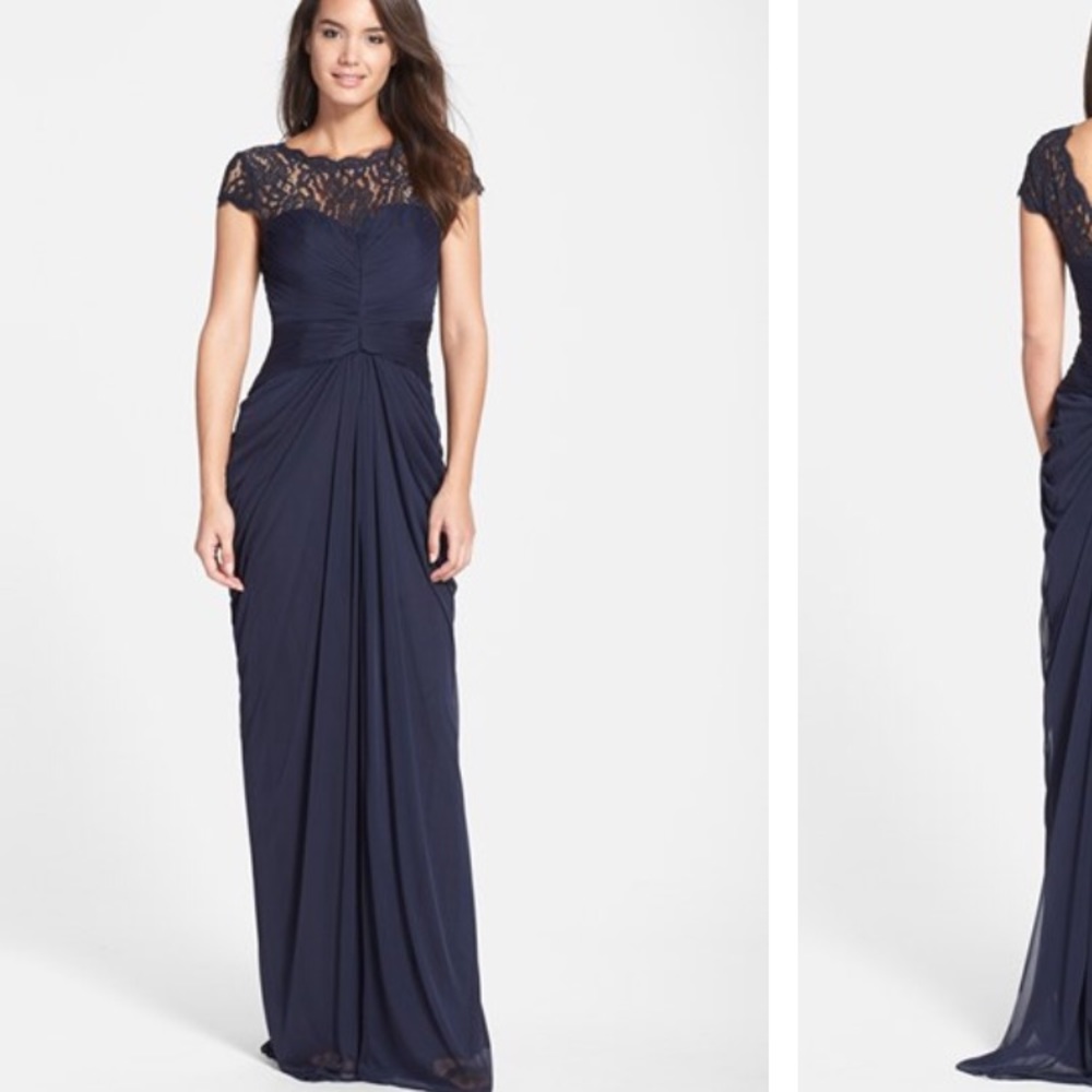 Adrianna Papell - Lace Yoke Drape Gown - Picture 2 of 2