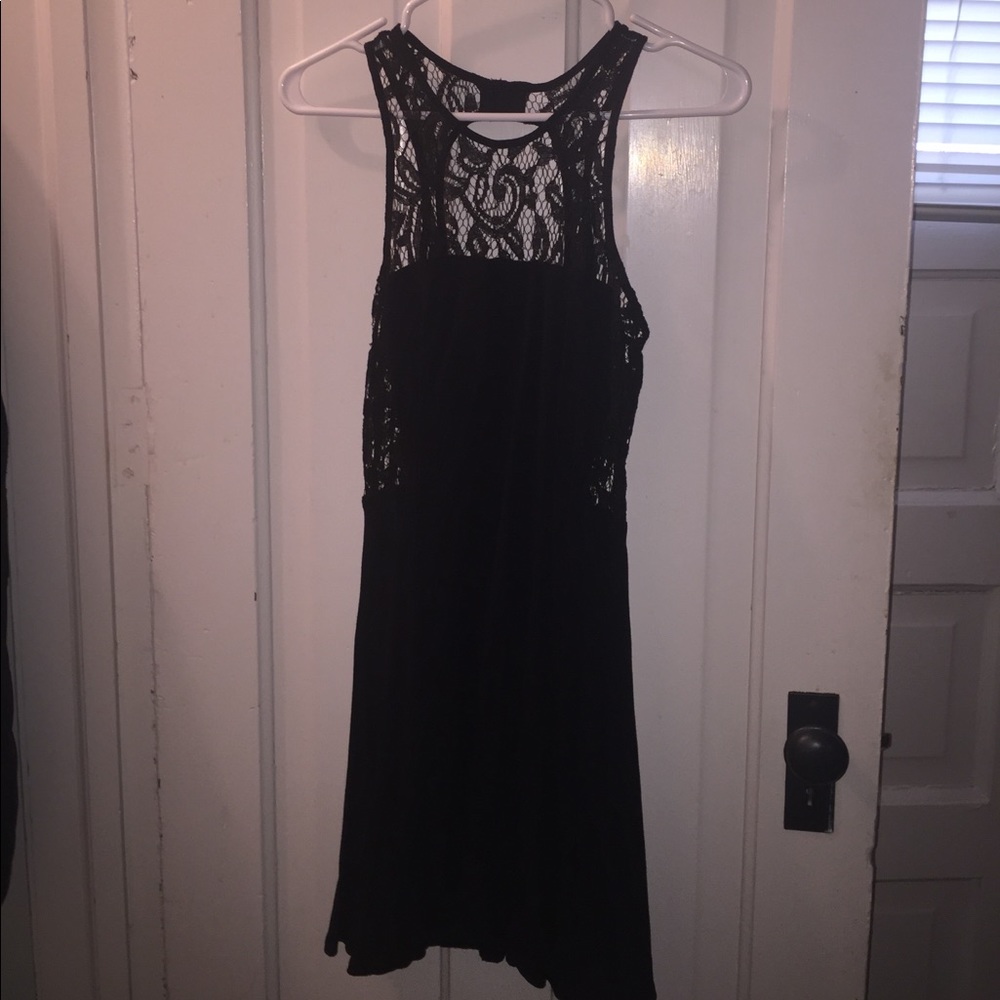 Black, lace top dress