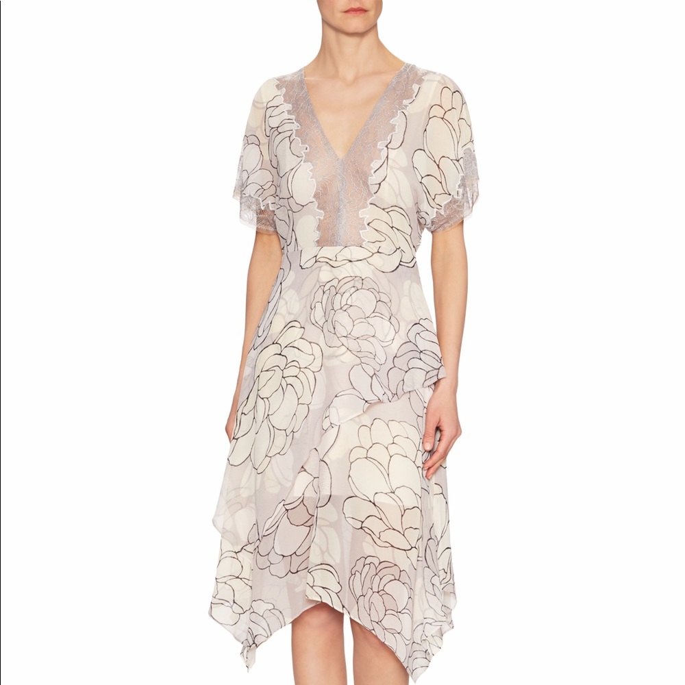 NWT BCBGMAXAZRIA Darielle Flutter Midi Dress