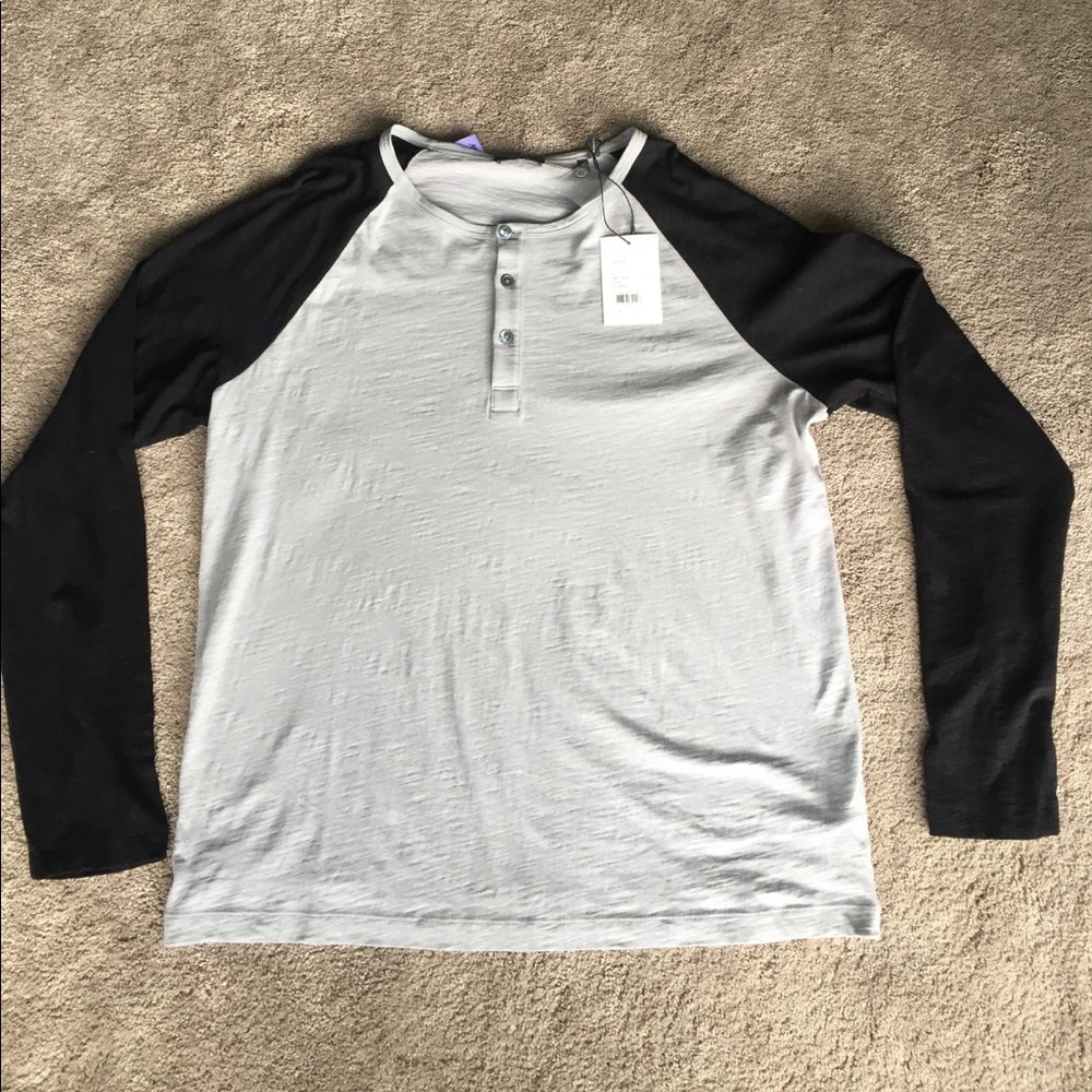 Mens Theory Relic Blk/Grey 3 button Henley sz XL