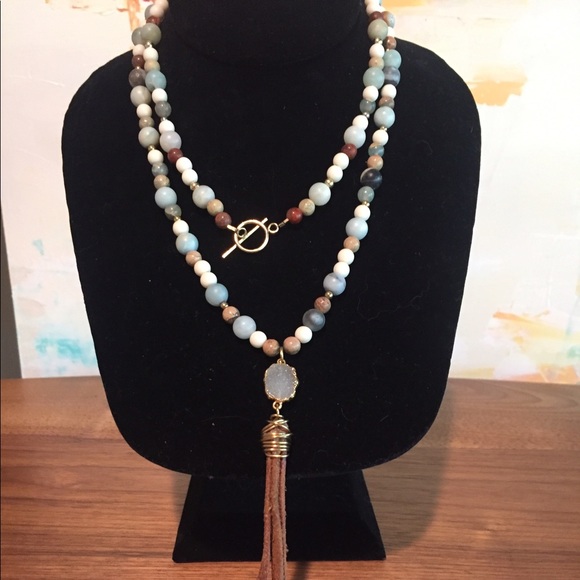Long Multi-Stone Necklace - Handmade