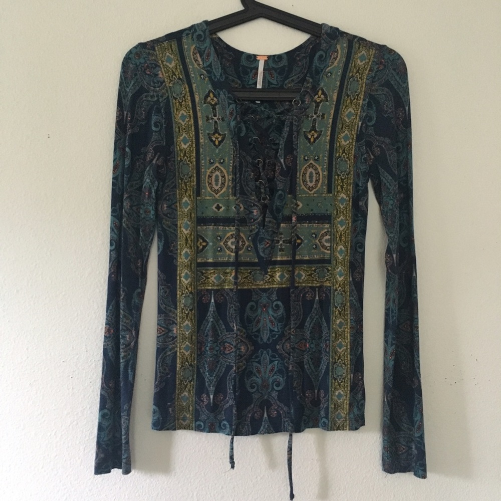 Free People Mai Tai Lace Up Top