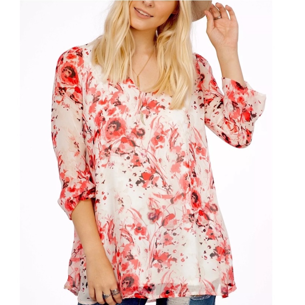 CASSIE TUNIC Intricate Swingy Draped Woven Blouse