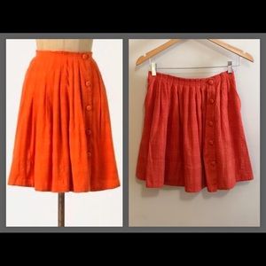 NWOT Anthropologie Pleated Orange Skirt
