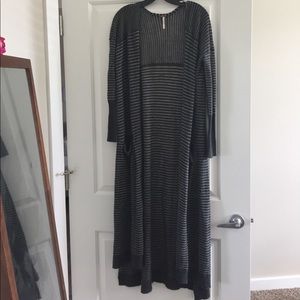 Free People Striped Gray Duster