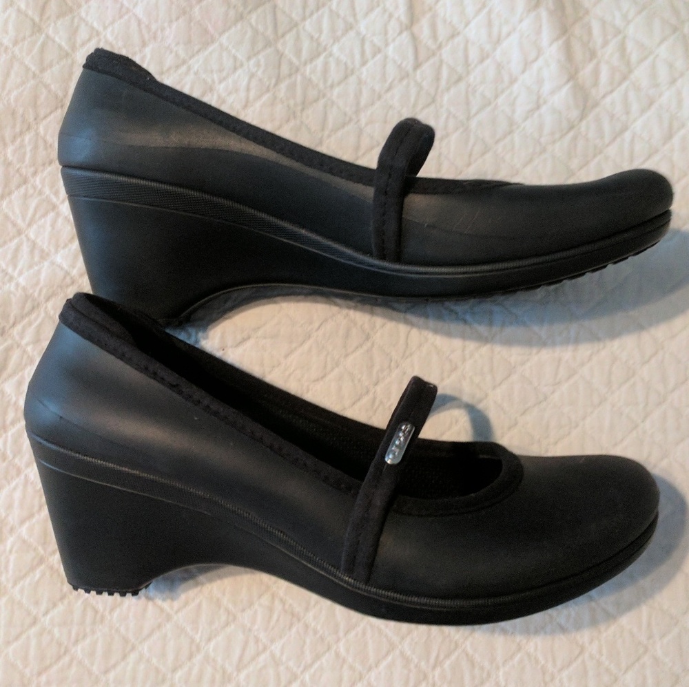 Size 11 Black Dress Croc Wedges