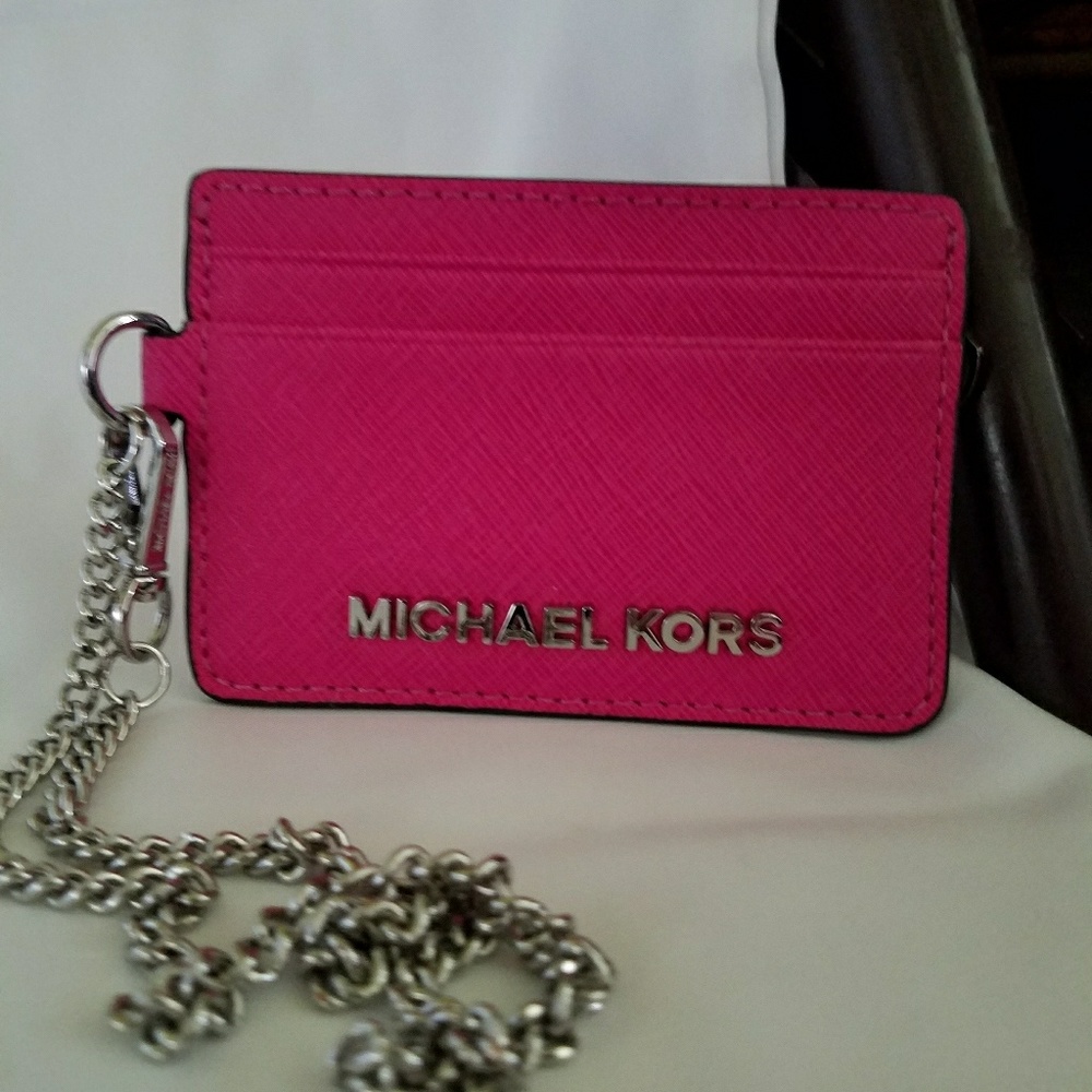 Michael Kors raspberry card case